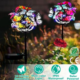 2 in 1 Outdoor Solar Light Butterfly Landscape Light Yard Stake Decor Lamp Stake Light