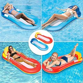 BLUEGALA Swimming Pool Floating Hammock;  Inflatable Floating Raft;  Summer Swimming Pool Inflation Floating Bed Float Pool Lounge Floating Chair Floa (Color: blue+red)